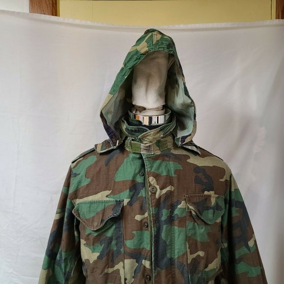 Golden MFG US Army Hooded Woodland Camo Cold Weather Heavy Military Coat Jacket - Picture 3 of 12